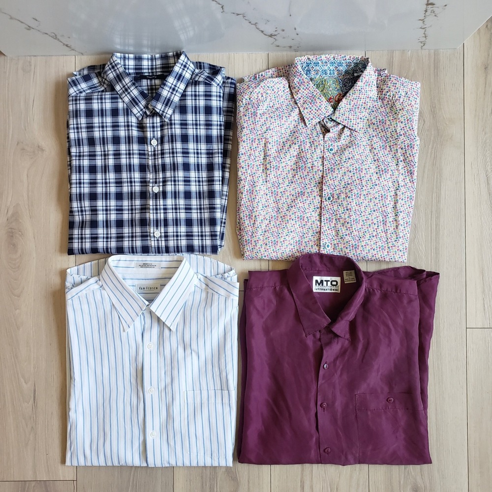 Capsule Shirt Lot Mens M Button Down Short Sleeve MTO Silk Robert Graham Theory